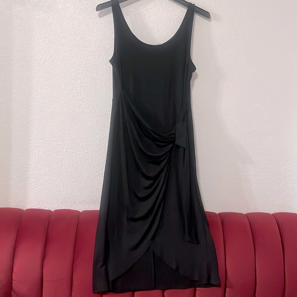 Black midi side tie dress